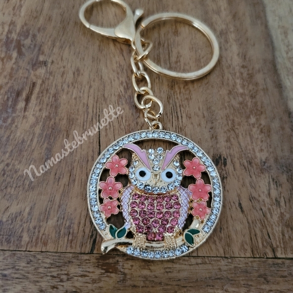 2/$20 Boho Owl Crystal Rhinestone Keychain Bag Charm - Picture 6 of 10
